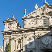 MADRID, SPAIN - JANUARY 24, 2018:  Amazing view of Parish of Santa Barbara in City of Madrid, Spain