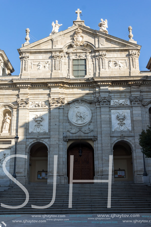 MADRID, SPAIN - JANUARY 24, 2018:  Amazing view of Parish of Santa Barbara in City of Madrid, Spain