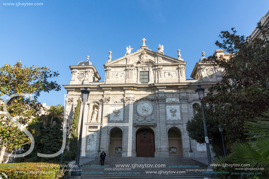 MADRID, SPAIN - JANUARY 24, 2018:  Amazing view of Parish of Santa Barbara in City of Madrid, Spain