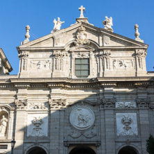 MADRID, SPAIN - JANUARY 24, 2018:  Amazing view of Parish of Santa Barbara in City of Madrid, Spain