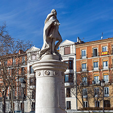 MADRID, SPAIN - JANUARY 24, 2018: Gardens of the Plaza Villa de Paris in City of Madrid, Spain