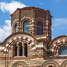 NESSEBAR, BULGARIA - AUGUST 12, 2018: Summer view of Ancient Church of Christ Pantocrator in the town of Nessebar, Burgas Region, Bulgaria