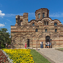 NESSEBAR, BULGARIA - AUGUST 12, 2018: Summer view of Ancient Church of Christ Pantocrator in the town of Nessebar, Burgas Region, Bulgaria