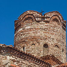 NESSEBAR, BULGARIA - AUGUST 12, 2018: Summer view of Ancient Church of Saint John the Baptist in the town of Nessebar, Burgas Region, Bulgaria