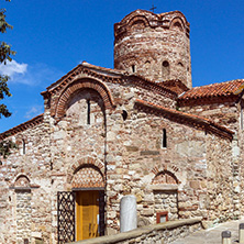 NESSEBAR, BULGARIA - AUGUST 12, 2018: Summer view of Ancient Church of Saint John the Baptist in the town of Nessebar, Burgas Region, Bulgaria