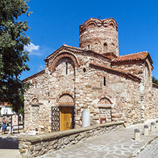 NESSEBAR, BULGARIA - AUGUST 12, 2018: Summer view of Ancient Church of Saint John the Baptist in the town of Nessebar, Burgas Region, Bulgaria