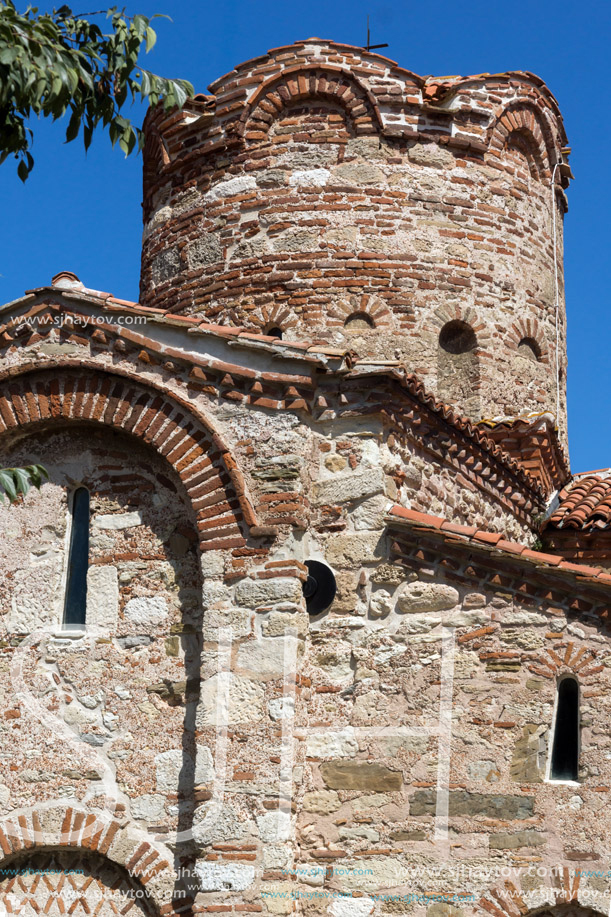 NESSEBAR, BULGARIA - AUGUST 12, 2018: Summer view of Ancient Church of Saint John the Baptist in the town of Nessebar, Burgas Region, Bulgaria