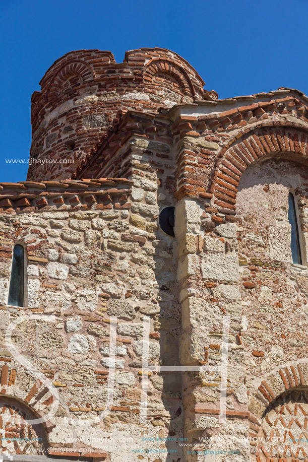 NESSEBAR, BULGARIA - AUGUST 12, 2018: Summer view of Ancient Church of Saint John the Baptist in the town of Nessebar, Burgas Region, Bulgaria