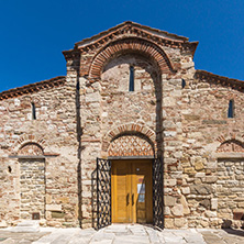 NESSEBAR, BULGARIA - AUGUST 12, 2018: Summer view of Ancient Church of Saint John the Baptist in the town of Nessebar, Burgas Region, Bulgaria