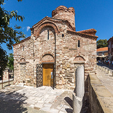 NESSEBAR, BULGARIA - AUGUST 12, 2018: Summer view of Ancient Church of Saint John the Baptist in the town of Nessebar, Burgas Region, Bulgaria