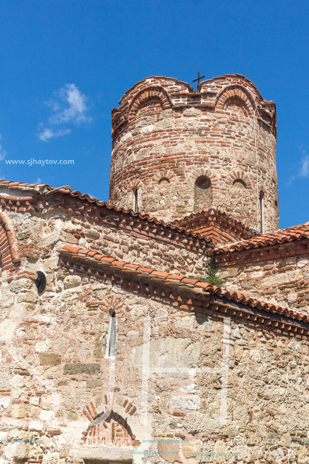 NESSEBAR, BULGARIA - AUGUST 12, 2018: Summer view of Ancient Church of Saint John the Baptist in the town of Nessebar, Burgas Region, Bulgaria