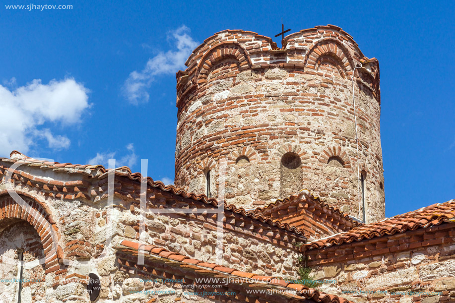 NESSEBAR, BULGARIA - AUGUST 12, 2018: Summer view of Ancient Church of Saint John the Baptist in the town of Nessebar, Burgas Region, Bulgaria