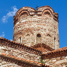 NESSEBAR, BULGARIA - AUGUST 12, 2018: Summer view of Ancient Church of Saint John the Baptist in the town of Nessebar, Burgas Region, Bulgaria