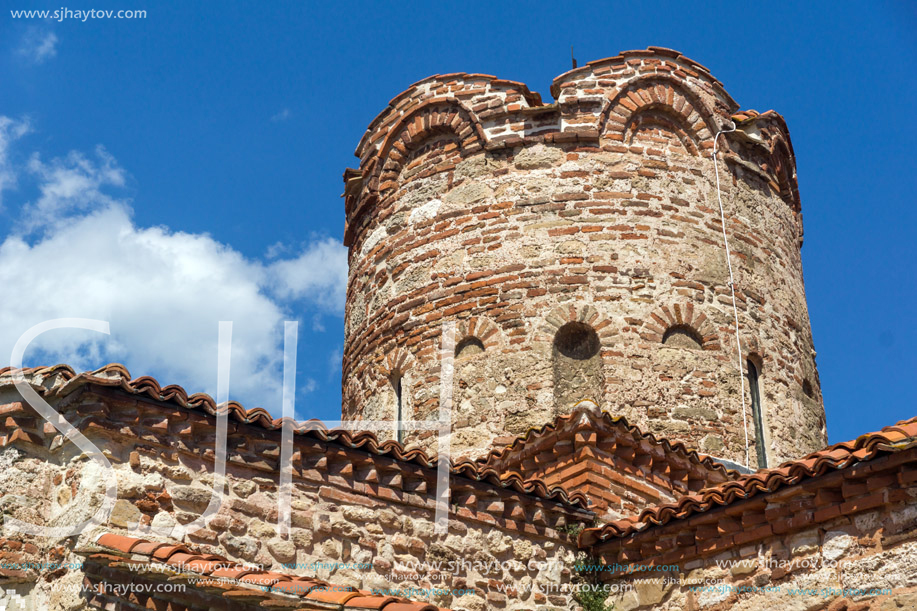 NESSEBAR, BULGARIA - AUGUST 12, 2018: Summer view of Ancient Church of Saint John the Baptist in the town of Nessebar, Burgas Region, Bulgaria