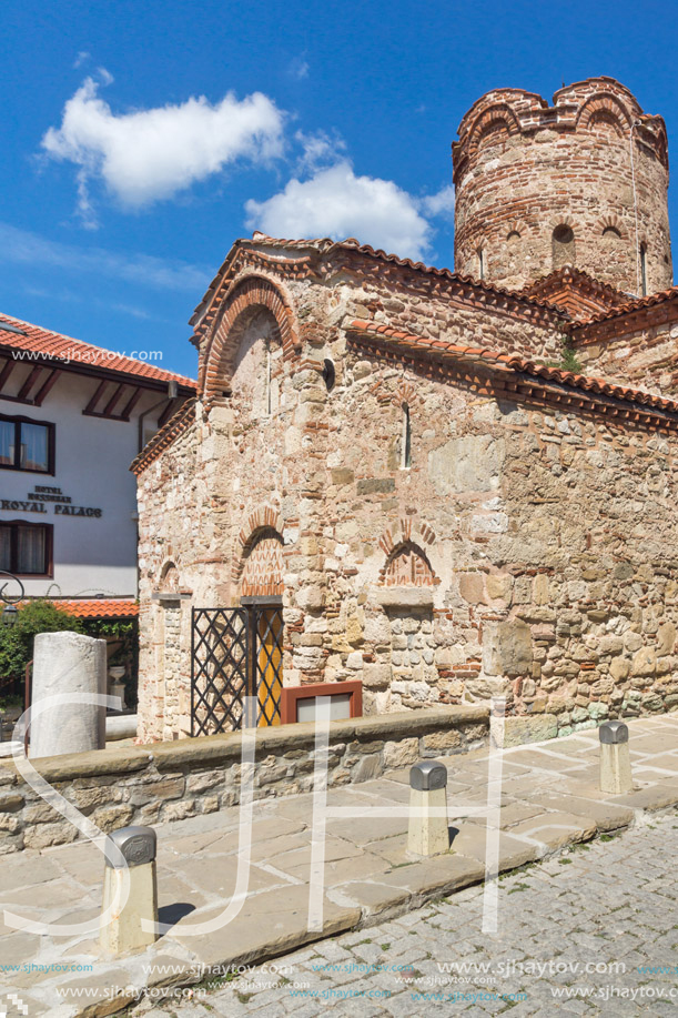 NESSEBAR, BULGARIA - AUGUST 12, 2018: Summer view of Ancient Church of Saint John the Baptist in the town of Nessebar, Burgas Region, Bulgaria