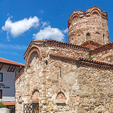 NESSEBAR, BULGARIA - AUGUST 12, 2018: Summer view of Ancient Church of Saint John the Baptist in the town of Nessebar, Burgas Region, Bulgaria