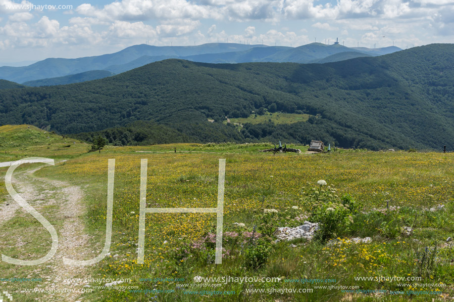 Amazing Summer Landscape to Stara Planina (Balkan) Mountains from Shipka peak , Stara Zagora Region, Bulgaria