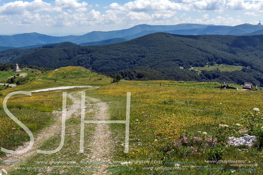 Amazing Summer Landscape to Stara Planina (Balkan) Mountains from Shipka peak , Stara Zagora Region, Bulgaria