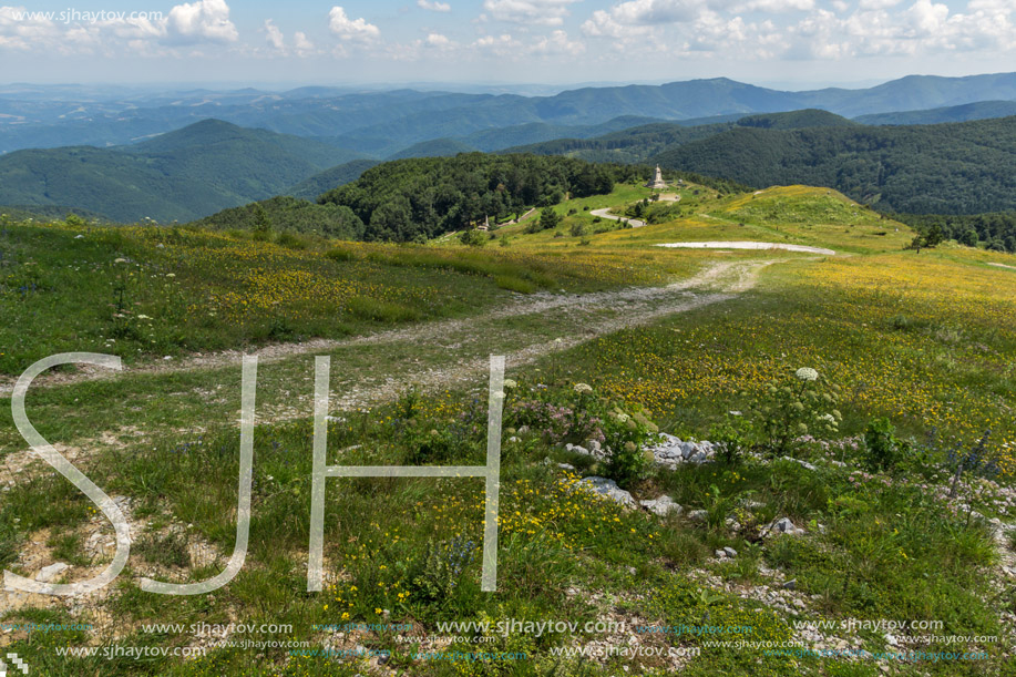 Amazing Summer Landscape to Stara Planina (Balkan) Mountains from Shipka peak , Stara Zagora Region, Bulgaria