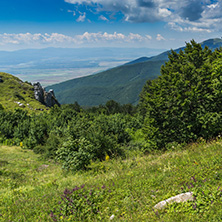 Amazing Summer Landscape to Stara Planina (Balkan) Mountains from Shipka peak , Stara Zagora Region, Bulgaria