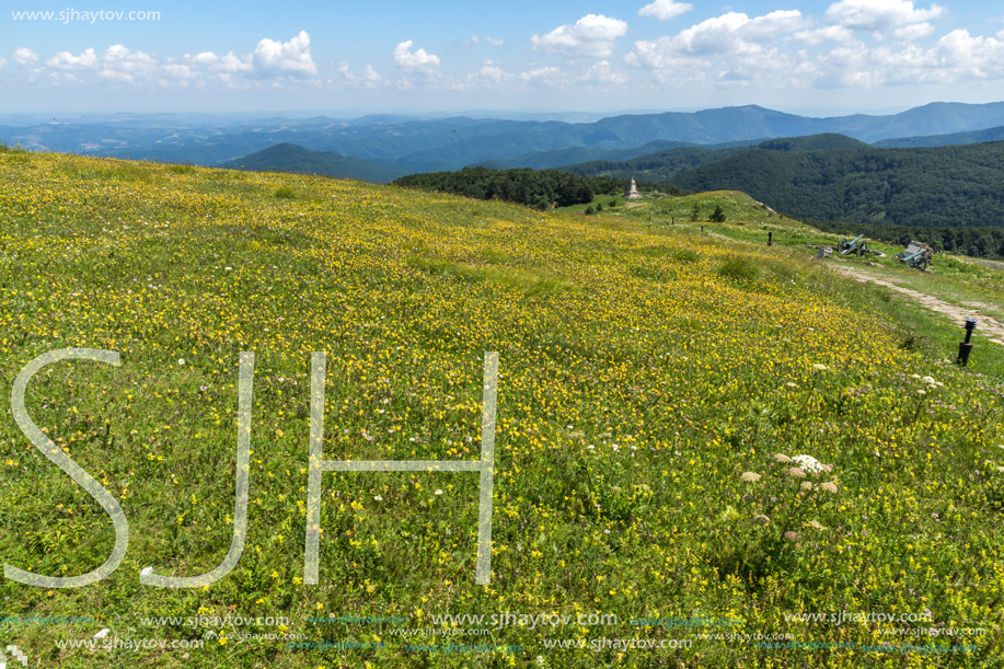 Amazing Summer Landscape to Stara Planina (Balkan) Mountains from Shipka peak , Stara Zagora Region, Bulgaria