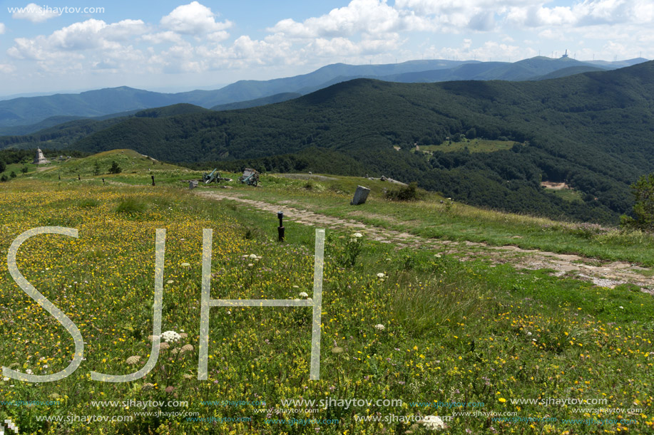 Amazing Summer Landscape to Stara Planina (Balkan) Mountains from Shipka peak , Stara Zagora Region, Bulgaria