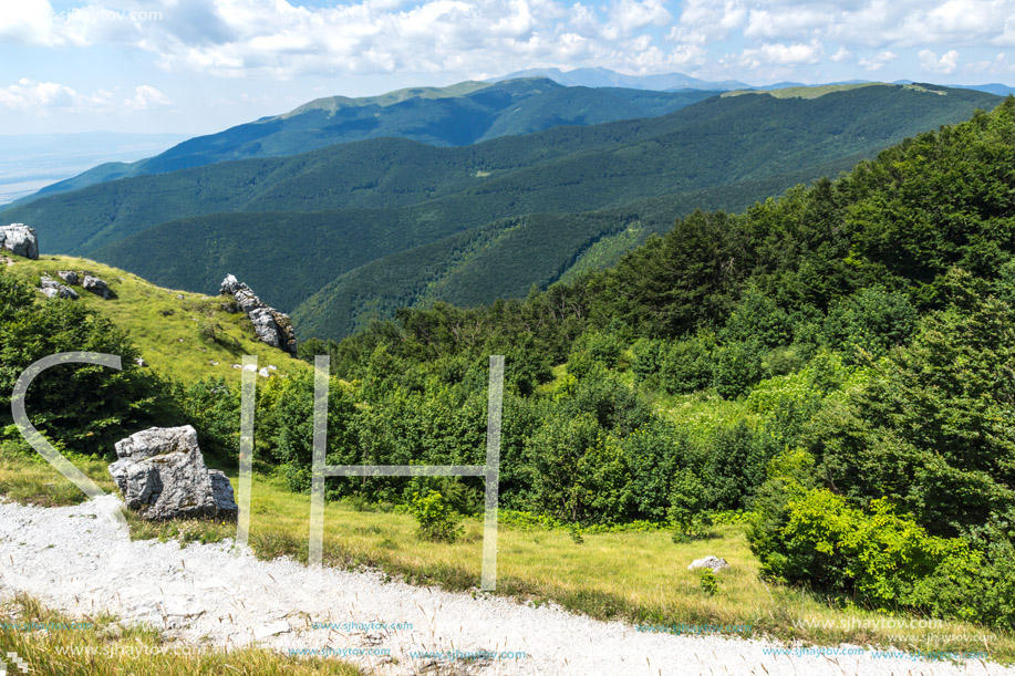 Amazing Summer Landscape to Stara Planina (Balkan) Mountains from Shipka peak , Stara Zagora Region, Bulgaria