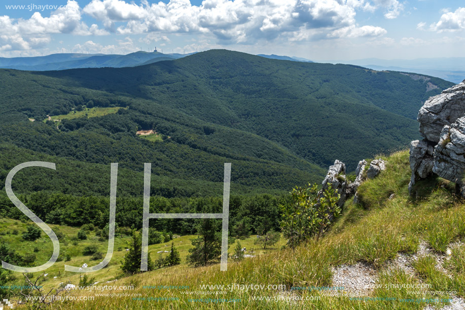 Amazing Summer Landscape to Stara Planina (Balkan) Mountains from Shipka peak , Stara Zagora Region, Bulgaria