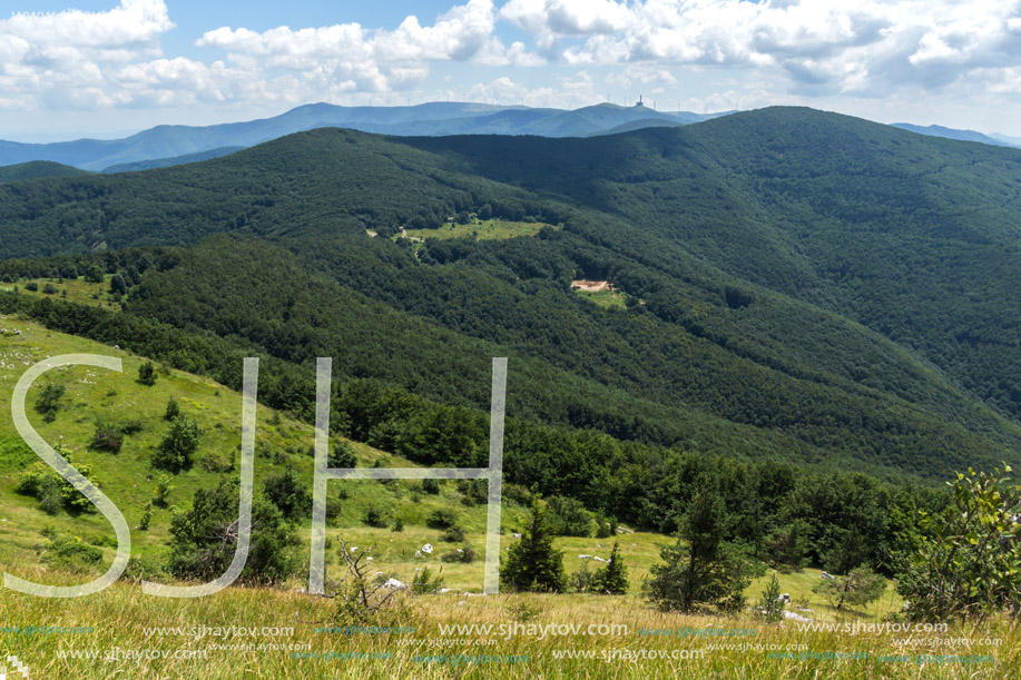 Amazing Summer Landscape to Stara Planina (Balkan) Mountains from Shipka peak , Stara Zagora Region, Bulgaria