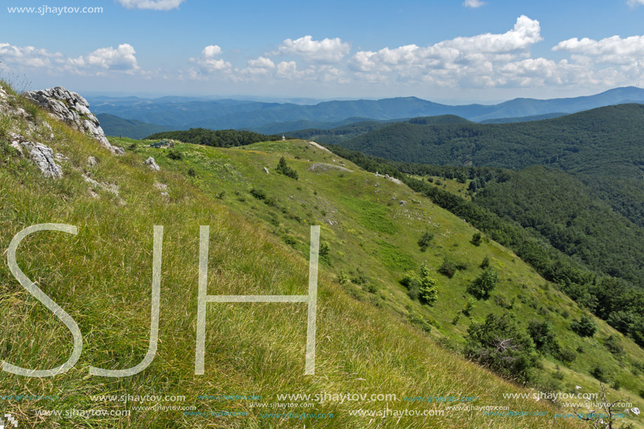 Amazing Summer Landscape to Stara Planina (Balkan) Mountains from Shipka peak , Stara Zagora Region, Bulgaria