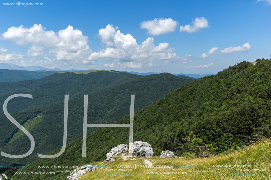 Amazing Summer Landscape to Stara Planina (Balkan) Mountains from Shipka peak , Stara Zagora Region, Bulgaria