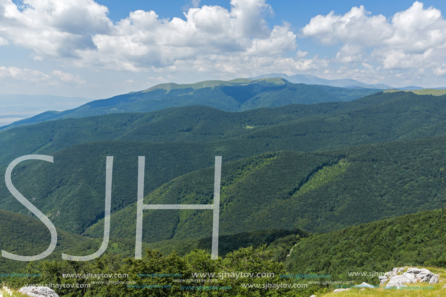 Amazing Summer Landscape to Stara Planina (Balkan) Mountains from Shipka peak , Stara Zagora Region, Bulgaria