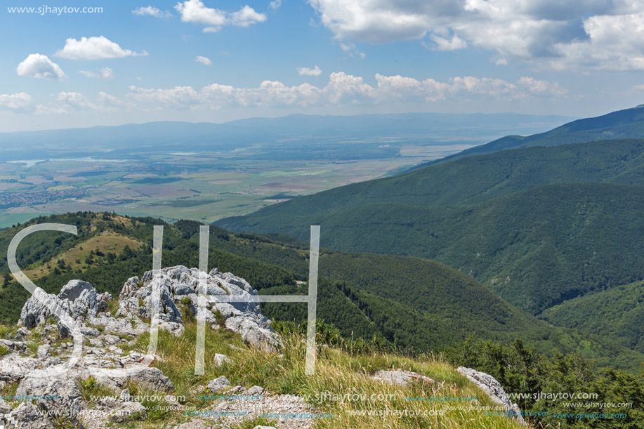 Amazing Summer Landscape to Stara Planina (Balkan) Mountains from Shipka peak , Stara Zagora Region, Bulgaria