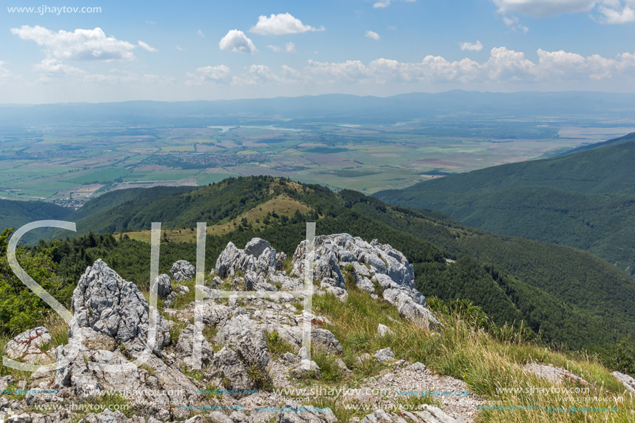 Amazing Summer Landscape to Stara Planina (Balkan) Mountains from Shipka peak , Stara Zagora Region, Bulgaria