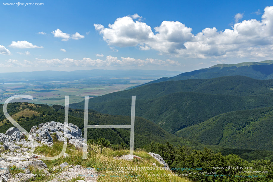 Amazing Summer Landscape to Stara Planina (Balkan) Mountains from Shipka peak , Stara Zagora Region, Bulgaria