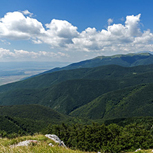 Amazing Summer Landscape to Stara Planina (Balkan) Mountains from Shipka peak , Stara Zagora Region, Bulgaria