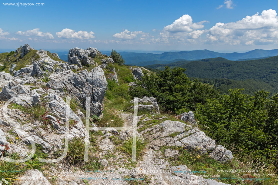 Amazing Summer Landscape to Stara Planina (Balkan) Mountains from Shipka peak , Stara Zagora Region, Bulgaria