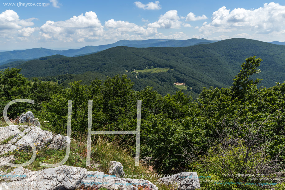 Amazing Summer Landscape to Stara Planina (Balkan) Mountains from Shipka peak , Stara Zagora Region, Bulgaria