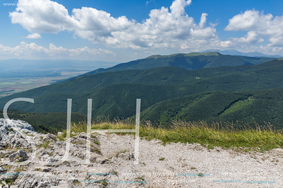 Amazing Summer Landscape to Stara Planina (Balkan) Mountains from Shipka peak , Stara Zagora Region, Bulgaria