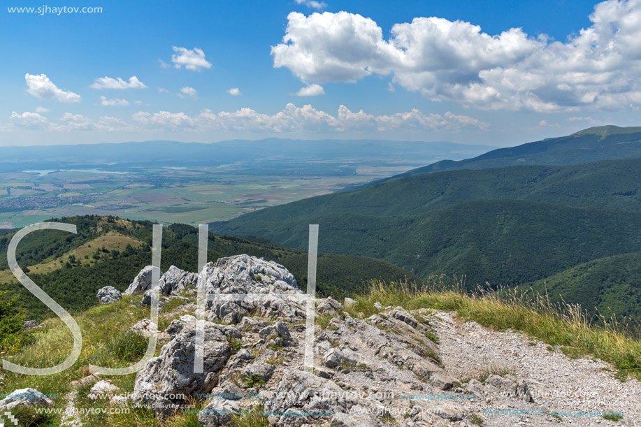 Amazing Summer Landscape to Stara Planina (Balkan) Mountains from Shipka peak , Stara Zagora Region, Bulgaria