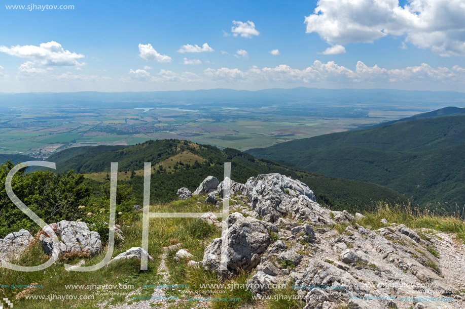 Amazing Summer Landscape to Stara Planina (Balkan) Mountains from Shipka peak , Stara Zagora Region, Bulgaria