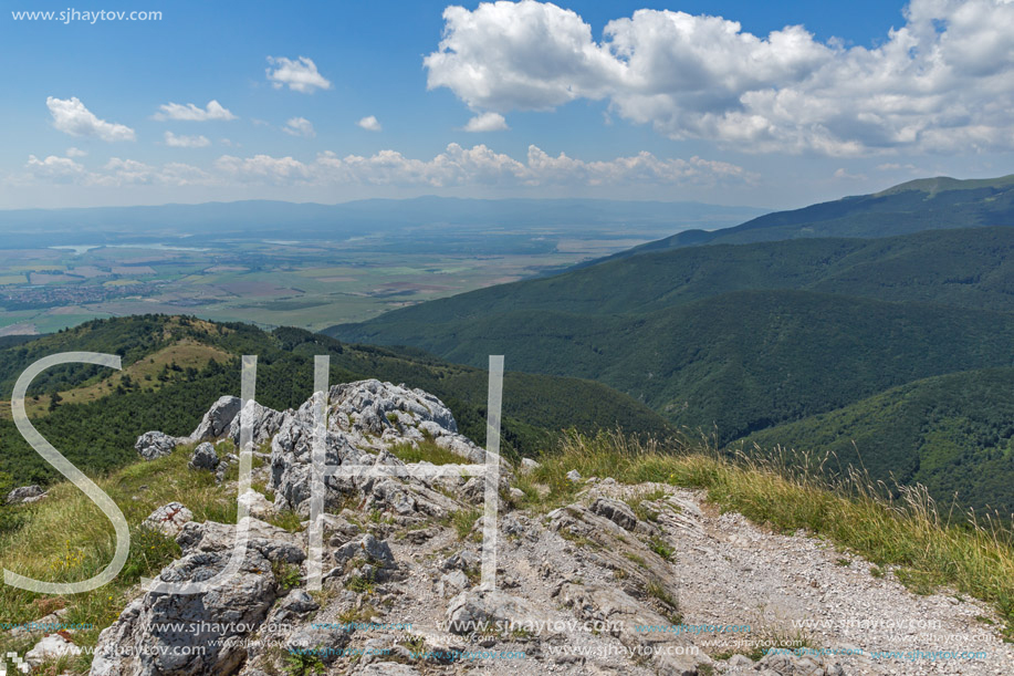 Amazing Summer Landscape to Stara Planina (Balkan) Mountains from Shipka peak , Stara Zagora Region, Bulgaria