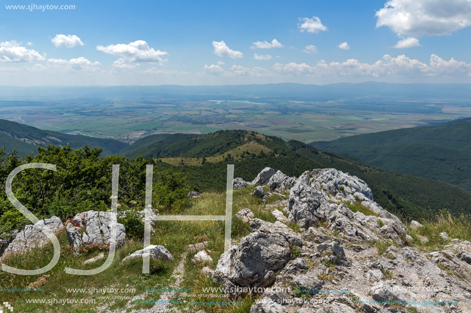 Amazing Summer Landscape to Stara Planina (Balkan) Mountains from Shipka peak , Stara Zagora Region, Bulgaria