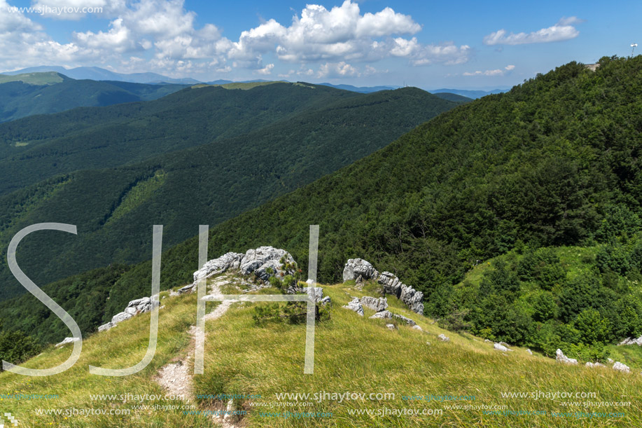 Amazing Summer Landscape to Stara Planina (Balkan) Mountains from Shipka peak , Stara Zagora Region, Bulgaria