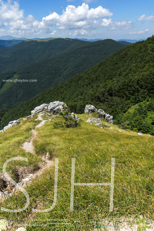 Amazing Summer Landscape to Stara Planina (Balkan) Mountains from Shipka peak , Stara Zagora Region, Bulgaria