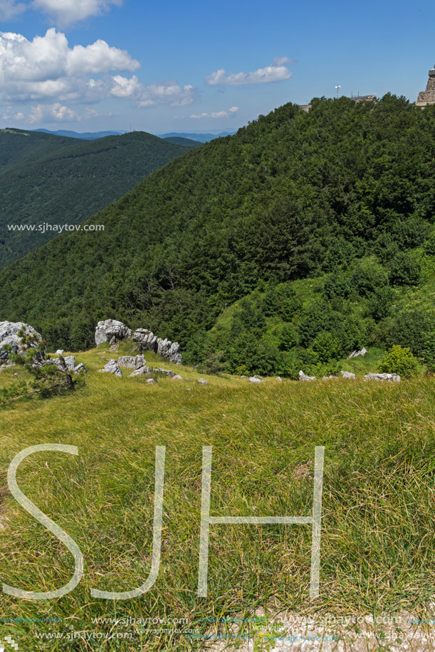 Amazing Summer Landscape to Stara Planina (Balkan) Mountains from Shipka peak , Stara Zagora Region, Bulgaria