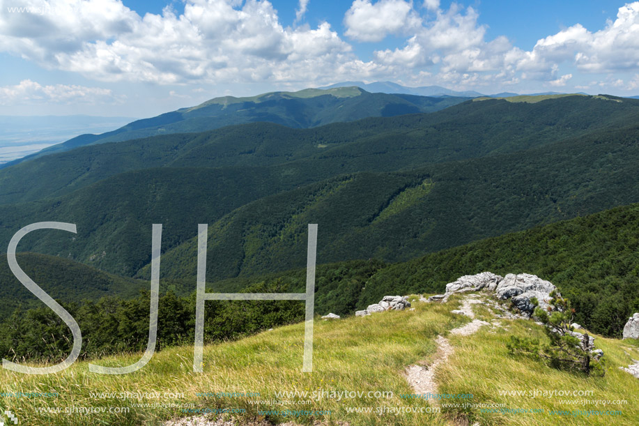 Amazing Summer Landscape to Stara Planina (Balkan) Mountains from Shipka peak , Stara Zagora Region, Bulgaria