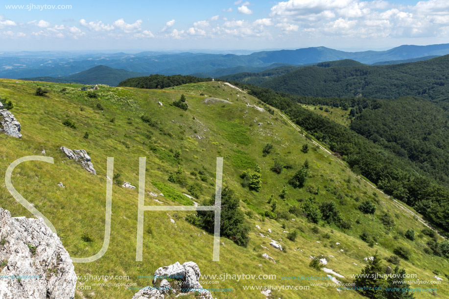 Amazing Summer Landscape to Stara Planina (Balkan) Mountains from Shipka peak , Stara Zagora Region, Bulgaria