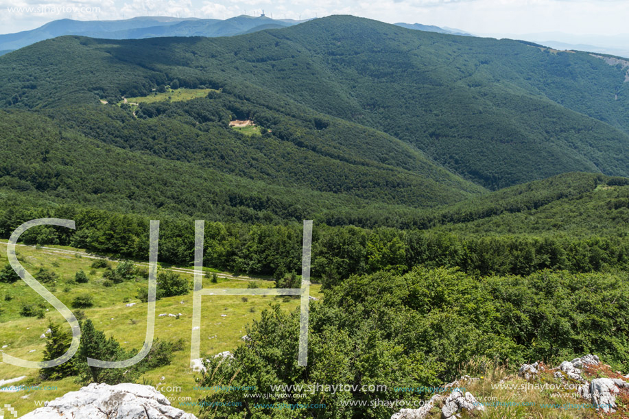 Amazing Summer Landscape to Stara Planina (Balkan) Mountains from Shipka peak , Stara Zagora Region, Bulgaria