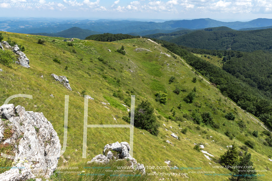 Amazing Summer Landscape to Stara Planina (Balkan) Mountains from Shipka peak , Stara Zagora Region, Bulgaria